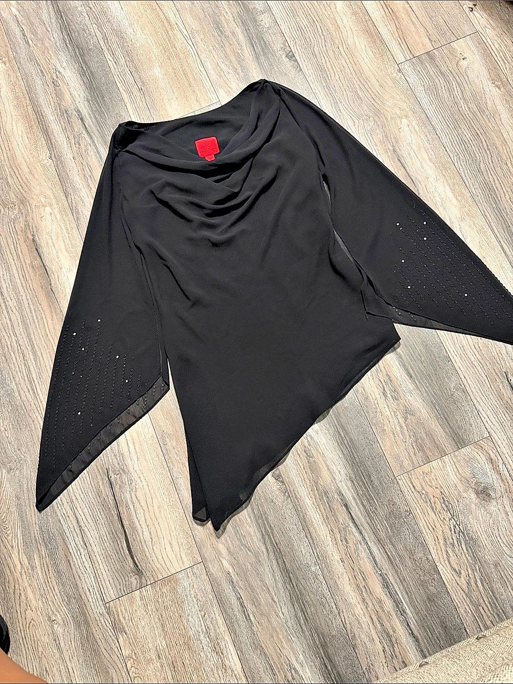 JS Collections Black Embellished Sleeve Tunic Size Medium